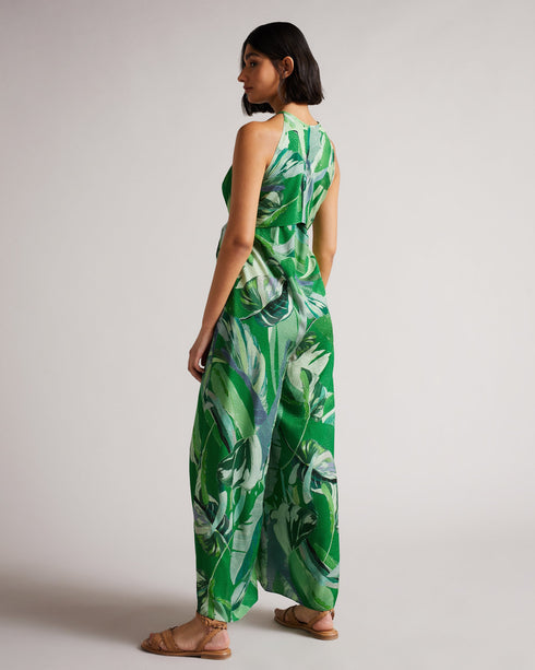 ISMEY-Trousers-ISMEY is a force of nature. A flowy jumpsuit with our Painted Leaf print all over, this outfit needs little more than a pair of sandals to create a chic look. Jumpsuit Halterneck Painted Leaf print Wide leg Wrap bodice detail Keyhole neck cut-out Our model is 5'9" / 1.75m and wears a Ted size 1- Ted Baker Romania